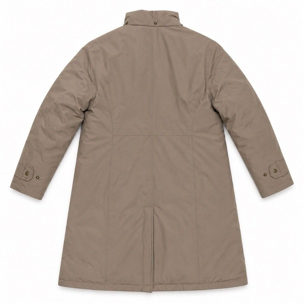Lands End Down Coat Women XL 18 Taupe Long Winter Parka 80% Down No Hood - Picture 11 of 11